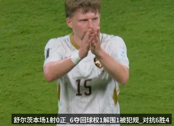 舒尔茨本场1射0正_6夺回球权1解围1被犯规_对抗6胜4